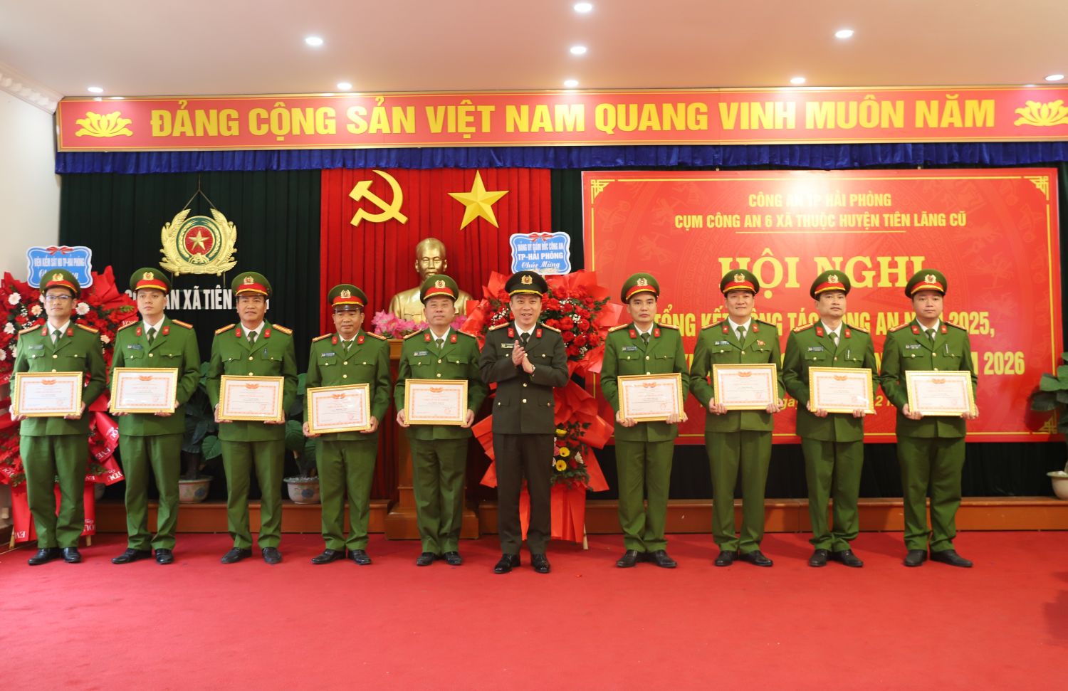 Tỷ lệ điều tra phá án của Công an các xã Tiên Lãng, Quyết Thắng, Tiên Minh, Tân Minh, Hùng Thắng và Chấn Hưng đạt 100%